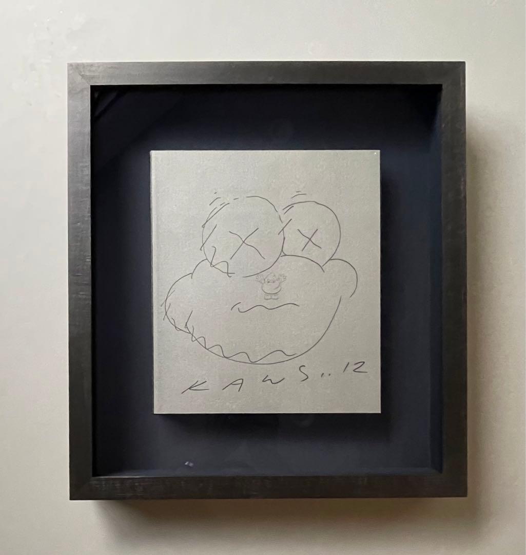 カウズ 2012年 サイン スケッチアート 額装 Kaws sketch KAWSの750点限定】直筆サイン入り、シルクスクリーンプリントとアート