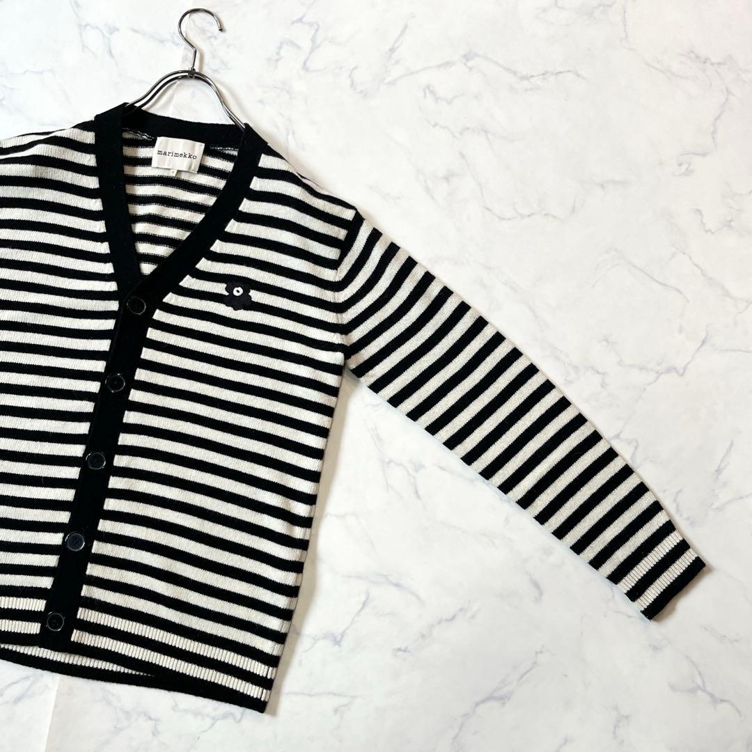 美品 marimekko ウニッコ ボーダー ニットカーディガン ユニセックス