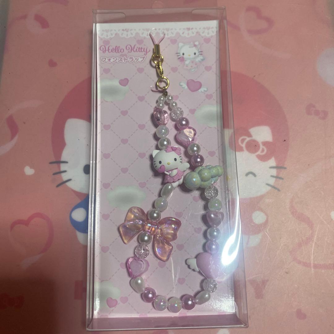 ハローキティ フォンストラップ エンジェルキティ - メルカリ