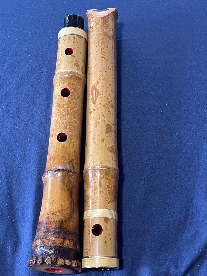 尺八　都山流　一開銘二印中継ぎ金三線1尺9寸管
