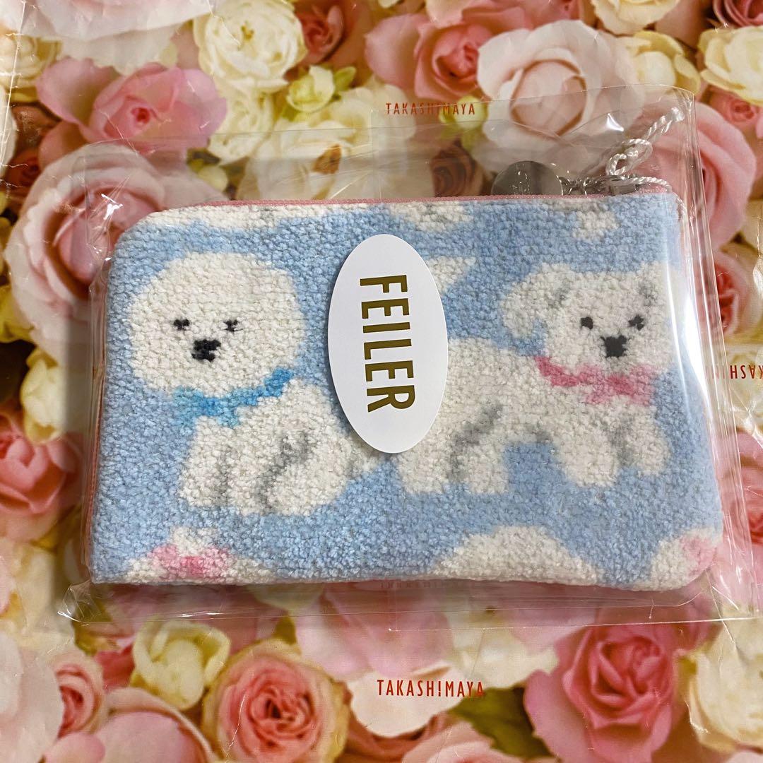 フェイラー モフモフワンチャン L字ポーチ WEB限定カラー ペールブルー