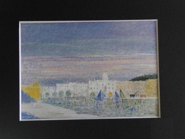 蛯子善悦、【港の情景】、希少な大判額装用画集より、美品、日本人画家