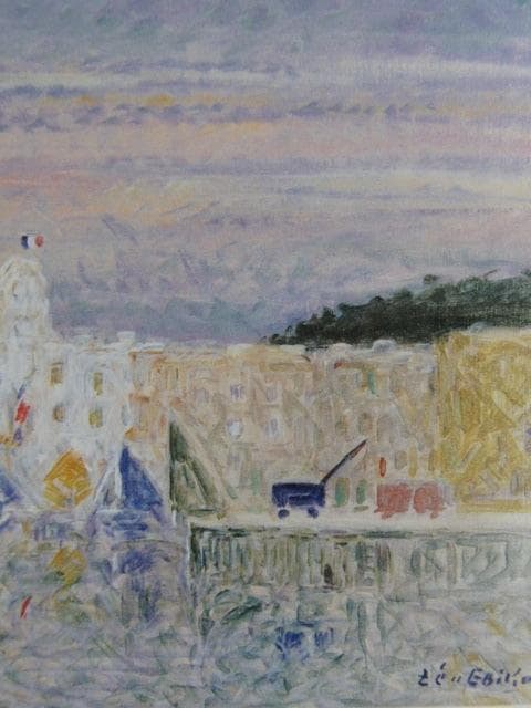 蛯子善悦、【港の情景】、希少な大判額装用画集より、美品、日本人画家