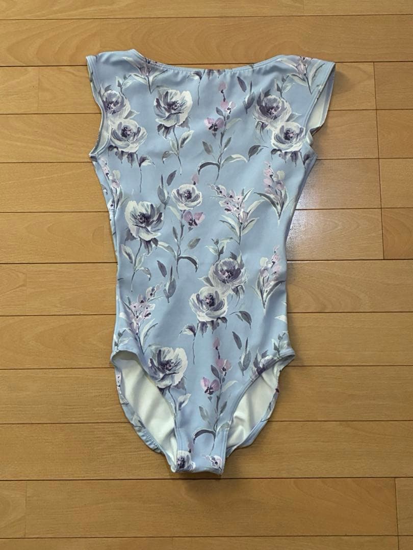 stina 名古屋Popup限定レオタード M 水色 stina / type N back ribbon / lace flower sapphire blue / kids / girl