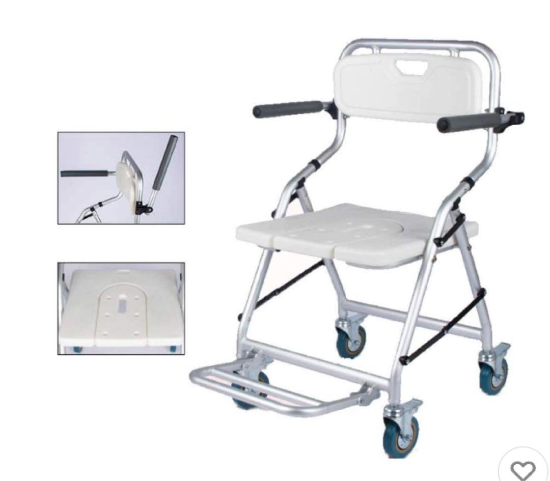 折りたたみ 入浴用車いす 介護 シャワーチェア ブレ一キ付き U型シート