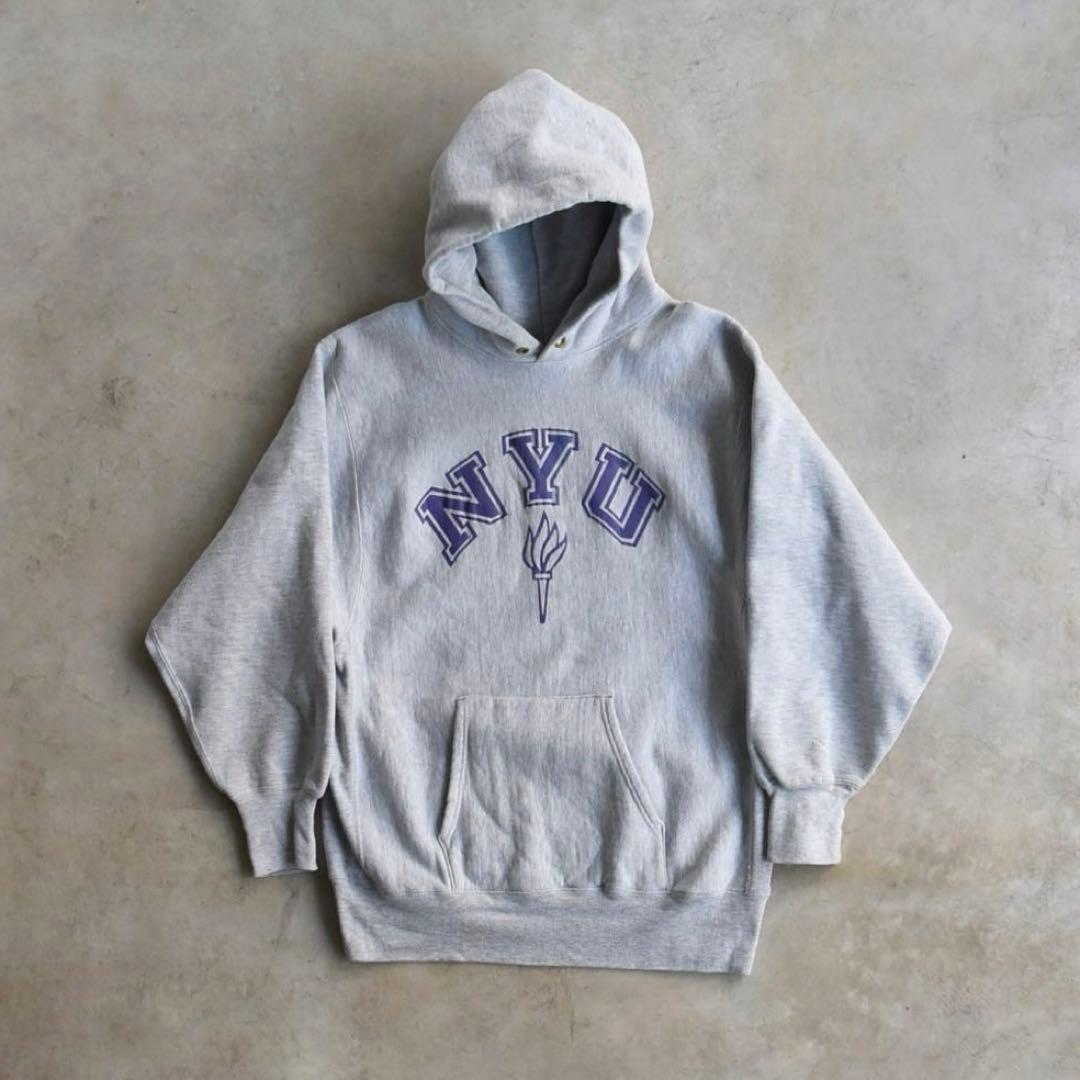 90s チャンピオン NYU リバースウィーブ パーカー USA製 XL