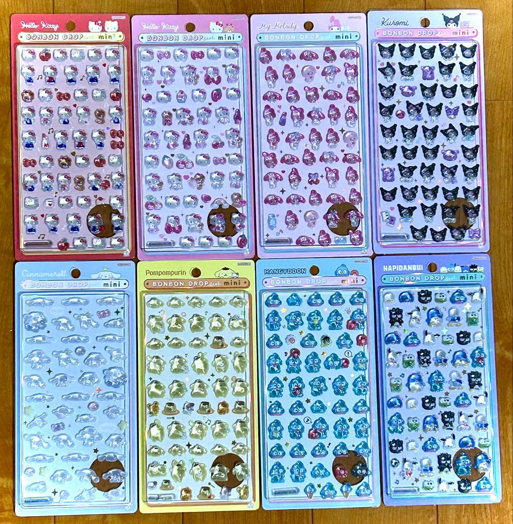 ボンボンドロップシール　サンリオmini 全8種　コンプ　新品未使用　正規品 サンスター文具 正規品 ボンボンドロップシール mini サンリオ シール