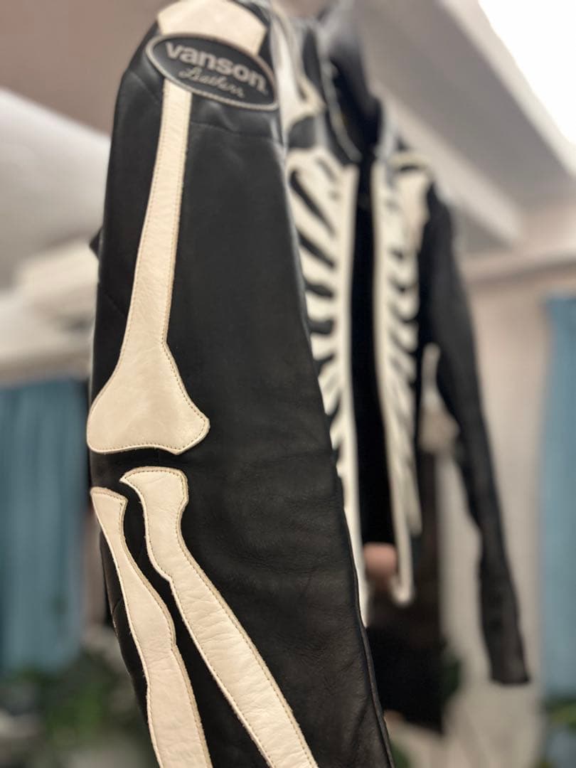 vanson ボーン スケルトンデザイン レザーライダージャケット 40