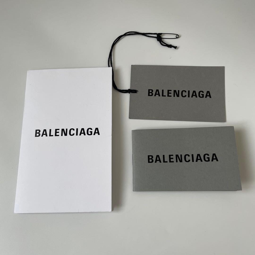 未使用級】バレンシアガ ネイビーカバス S エンボスロゴ オールレザー