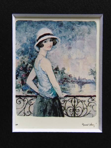 B・シャロワ、セーヌ川岸、日本未発売・限定画集画、額付