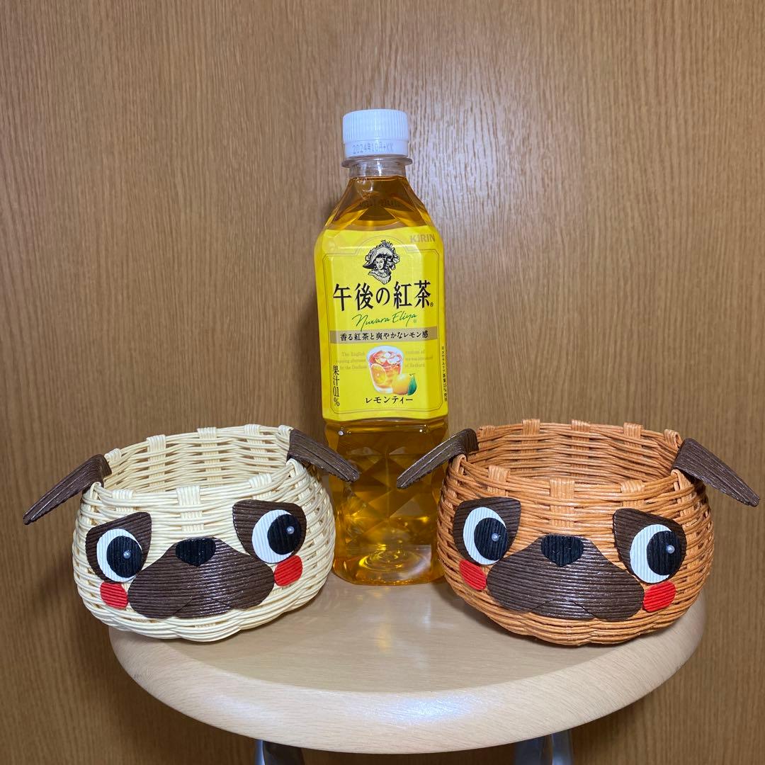クラフトバンド かご イヌ(パグ)の小物入れ - メルカリ