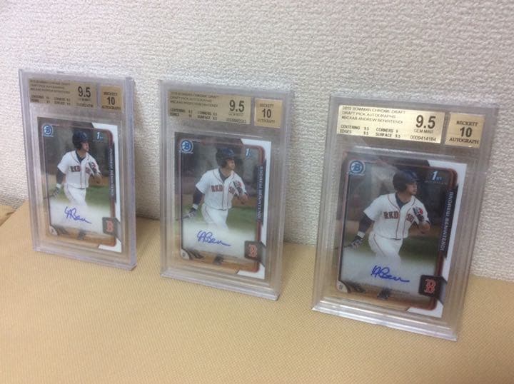 Andrew Benintendi ルーキー直書き直筆サインカード　3枚セット！