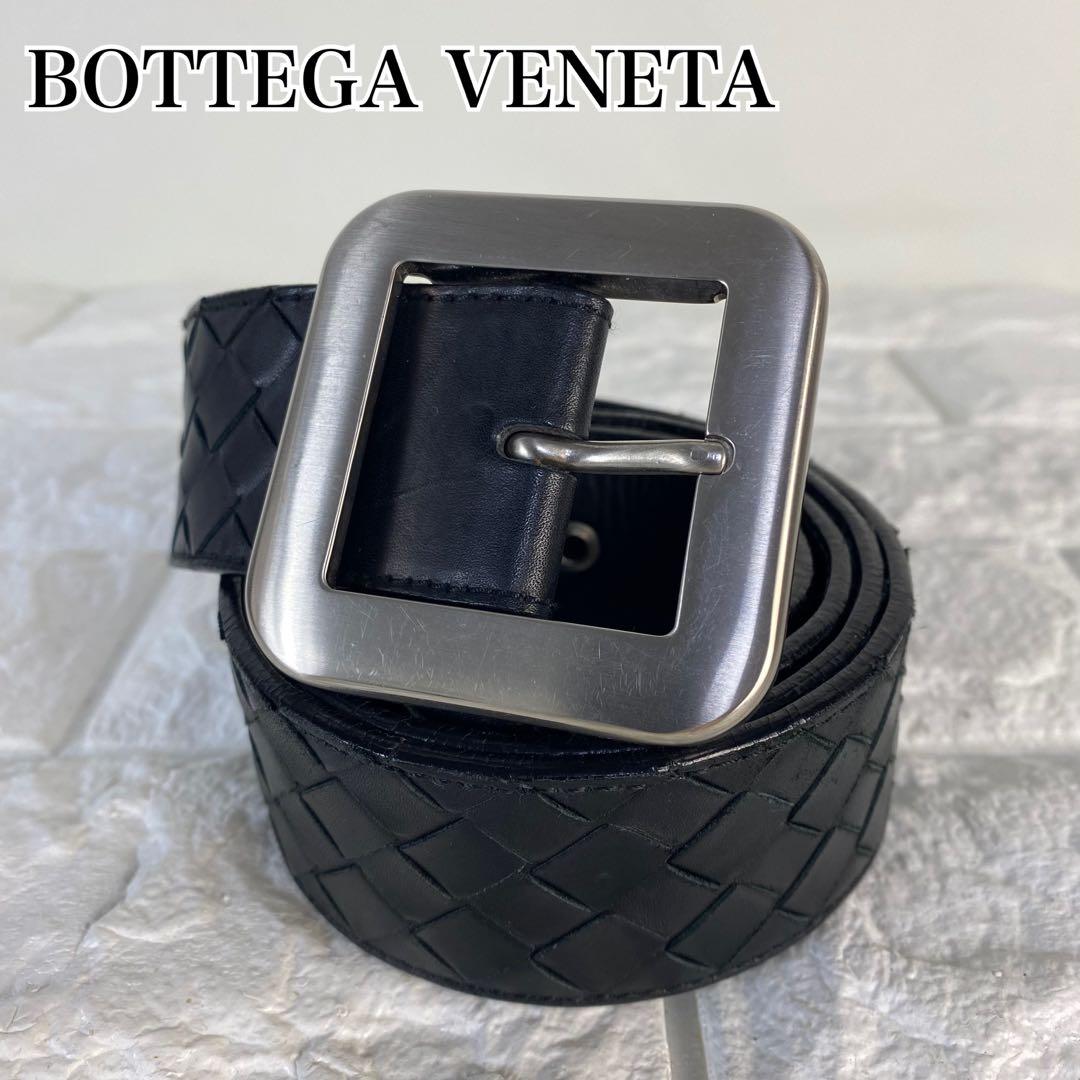 BOTTEGA VENETA イントレチャート レザー ベルト 90 ブラック