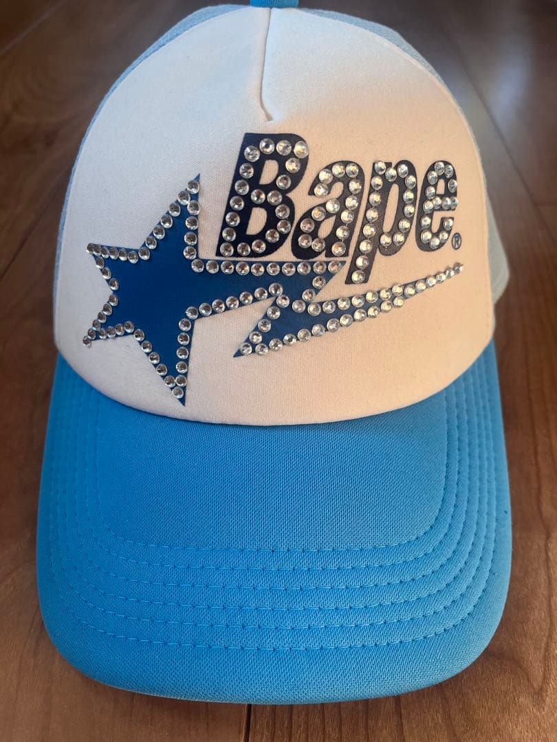 kiil  ABATHING APE ストーン装飾 キャップ 青/白 ABC CAMO CRYSTAL STONE MESH CAP | bape.com
