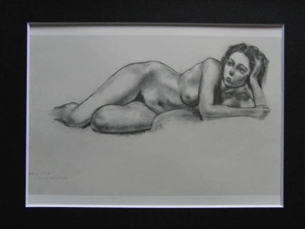 横山潤之助、【裸婦】、希少画集画、新品高級額・額装付、大判、状態良好