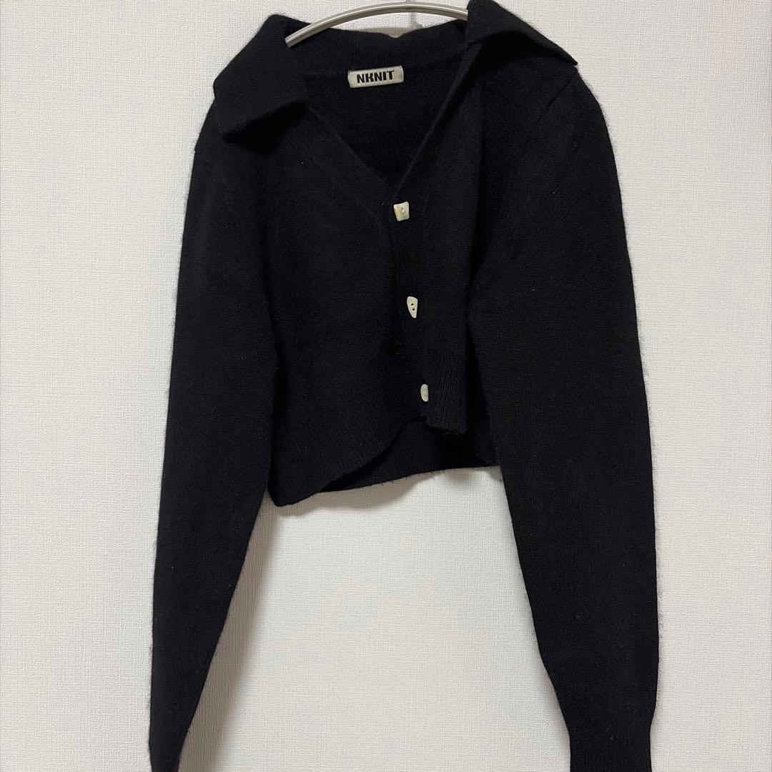 NKNIT - ブラックニットカーディガン