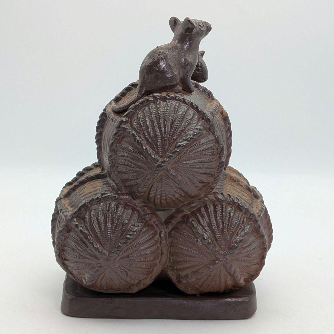 直しあり】武用君彦 備前焼 干支置物「丙子」 共箱共布 子年 ネズミ