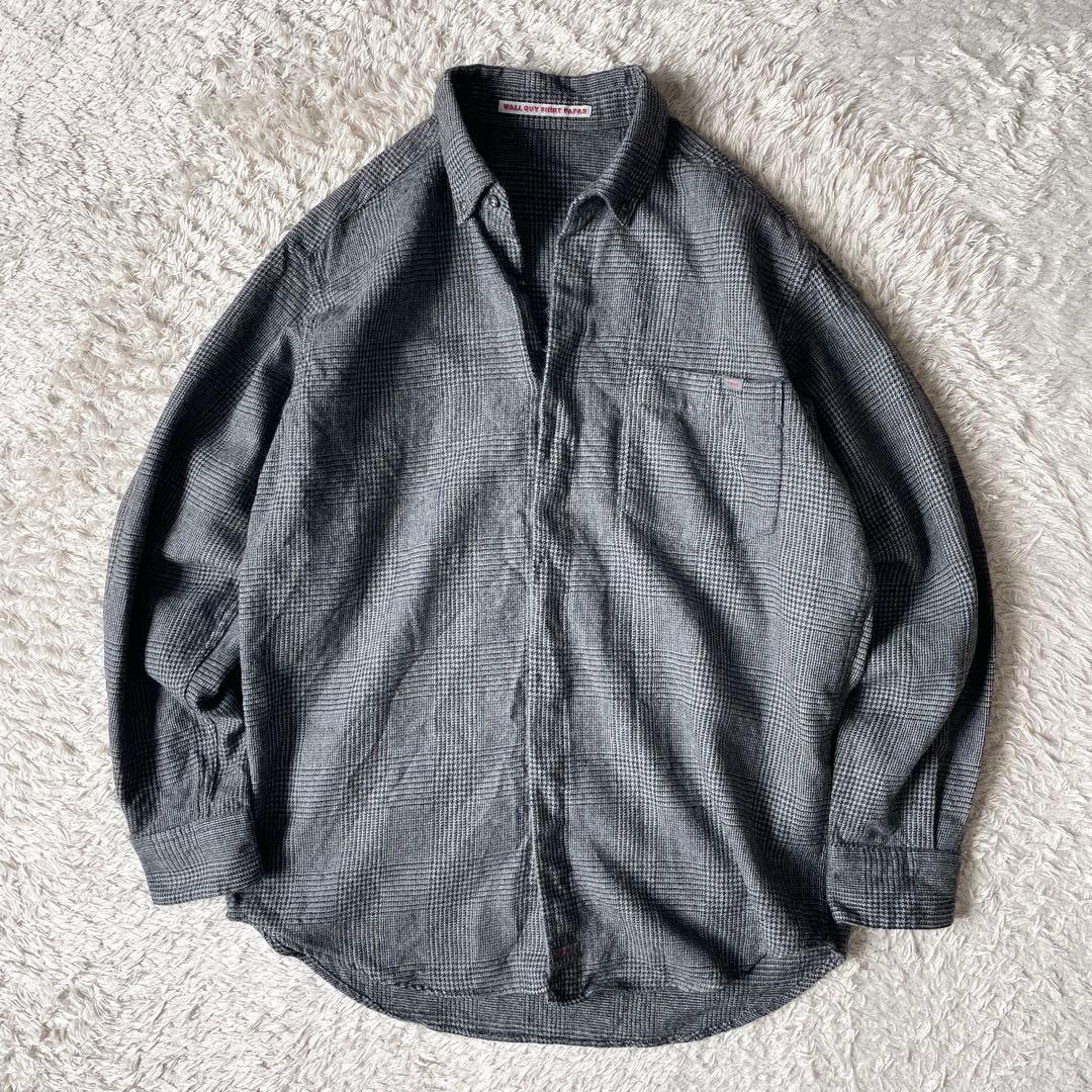 パパス 美品 PAPAS ウール ネルシャツ L グレー