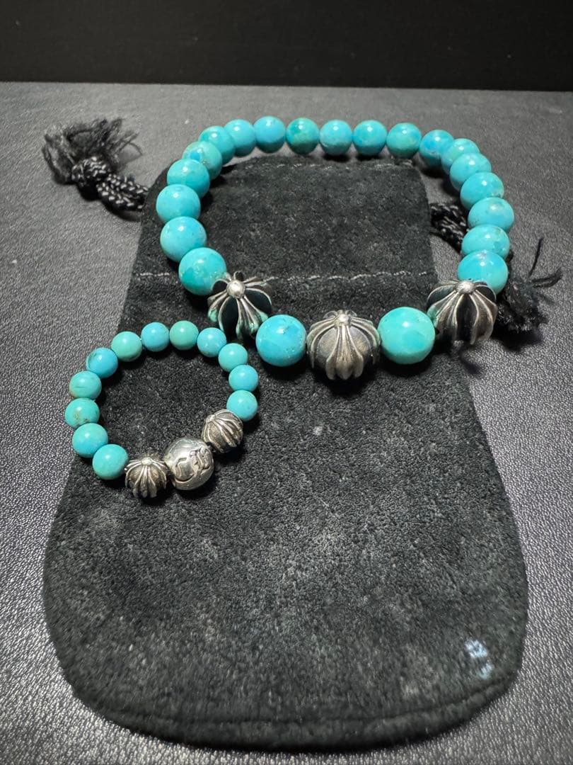クロムハーツ ビーズ リング ターコイズ 4mm US6 12号 ブレスレット
