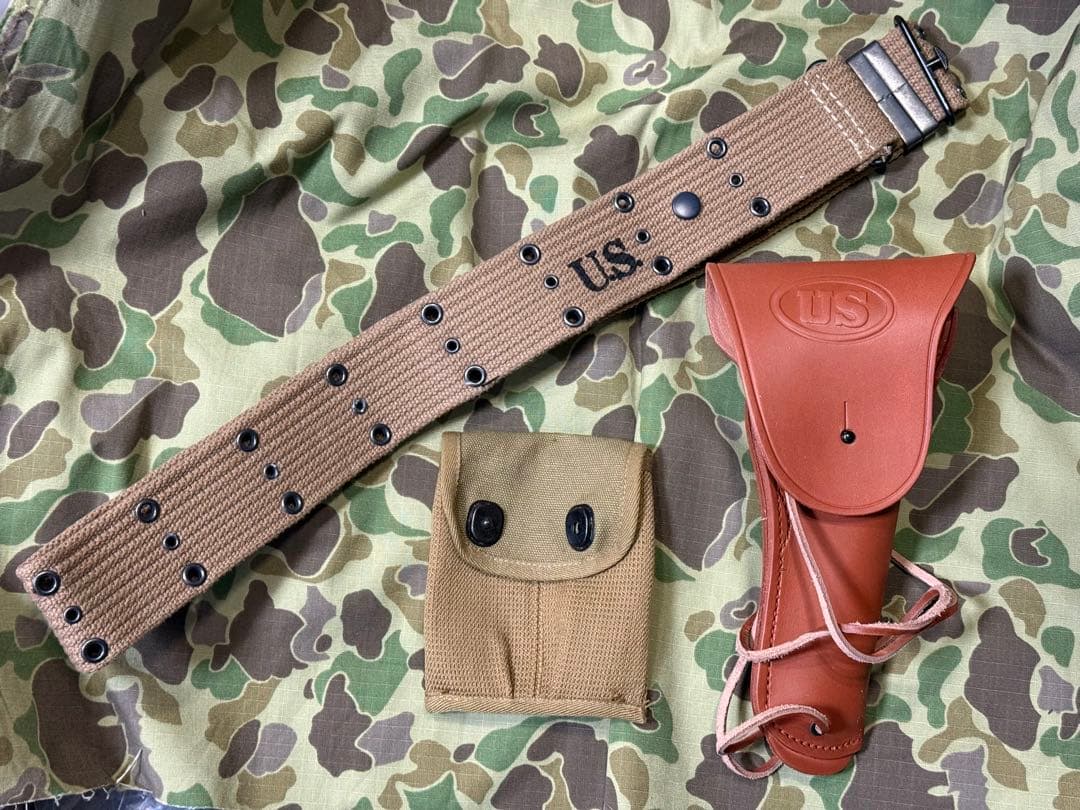 WWⅡ 米軍 ガバメント用ホルスター、マガジンポーチ、ピストルベルトの3点セット