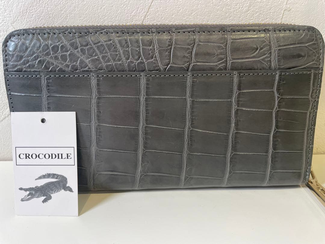 【専用】【新品未使用】CROCODILE クロコダイルレザー 長財布 グレー