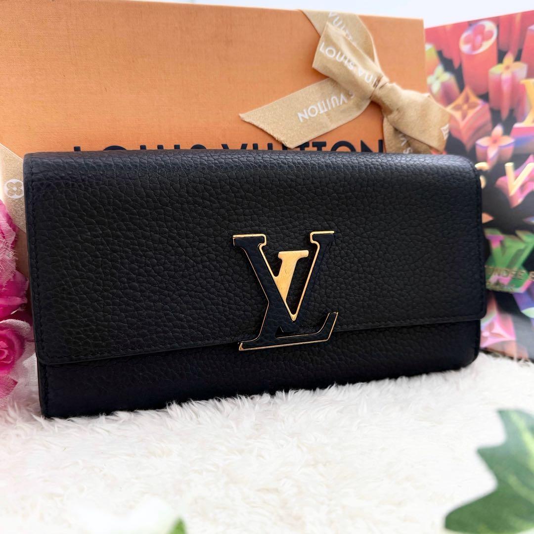極美品✨ルイヴィトン ポルトフォイユ カプシーヌ 長財布 黒 ピンク