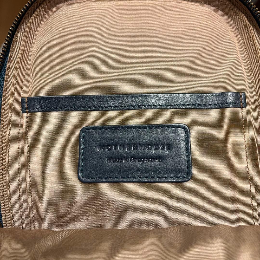 マザーハウス カゼマトウ ボディバッグ レザー グリーニッシュブルー