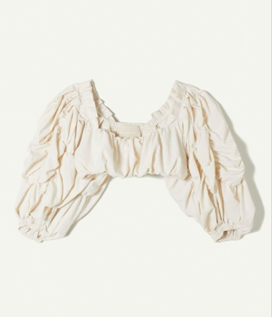 leinwaedeラインヴァンドFlower Bubble Sleeve Top