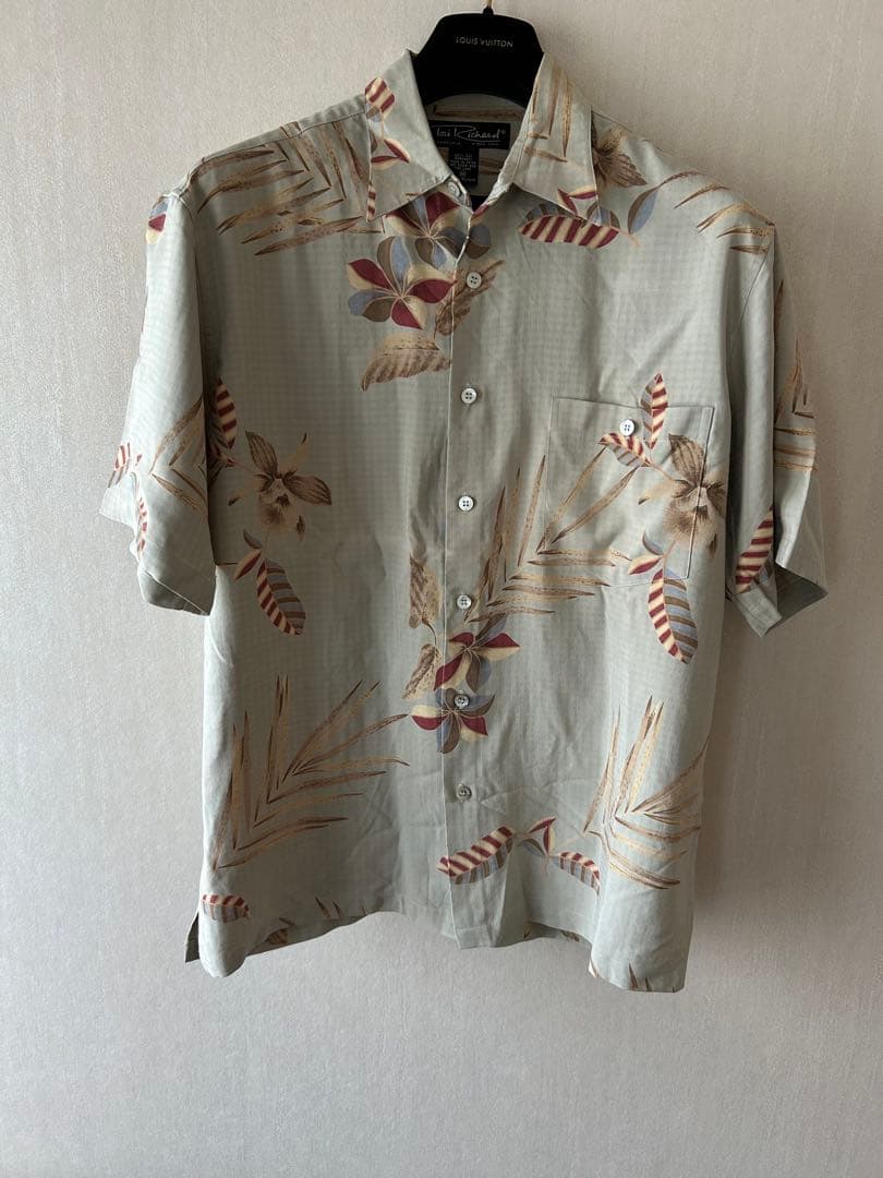 の*ん様 Tori Richard アロハシャツM〜Lサイズモスグリーン美品シル