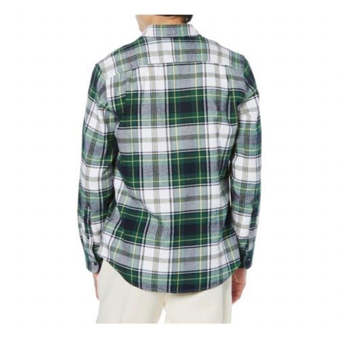新品】 チェック シャツ 緑 M グリーン フランネルシャツ 長袖 メンズ