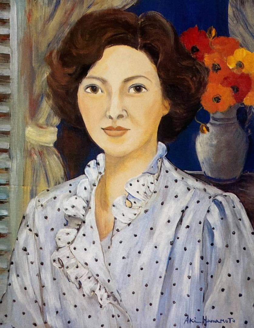 山本亜稀、【秋麗】、希少な画集より、新品額装付、マット額装付き