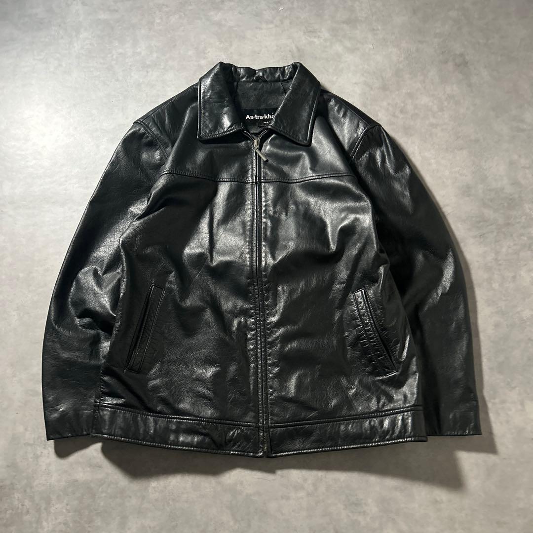 【NA】ヴィンテージ ジップアップ 本革 レザー ブルゾン ジャケットレーシング