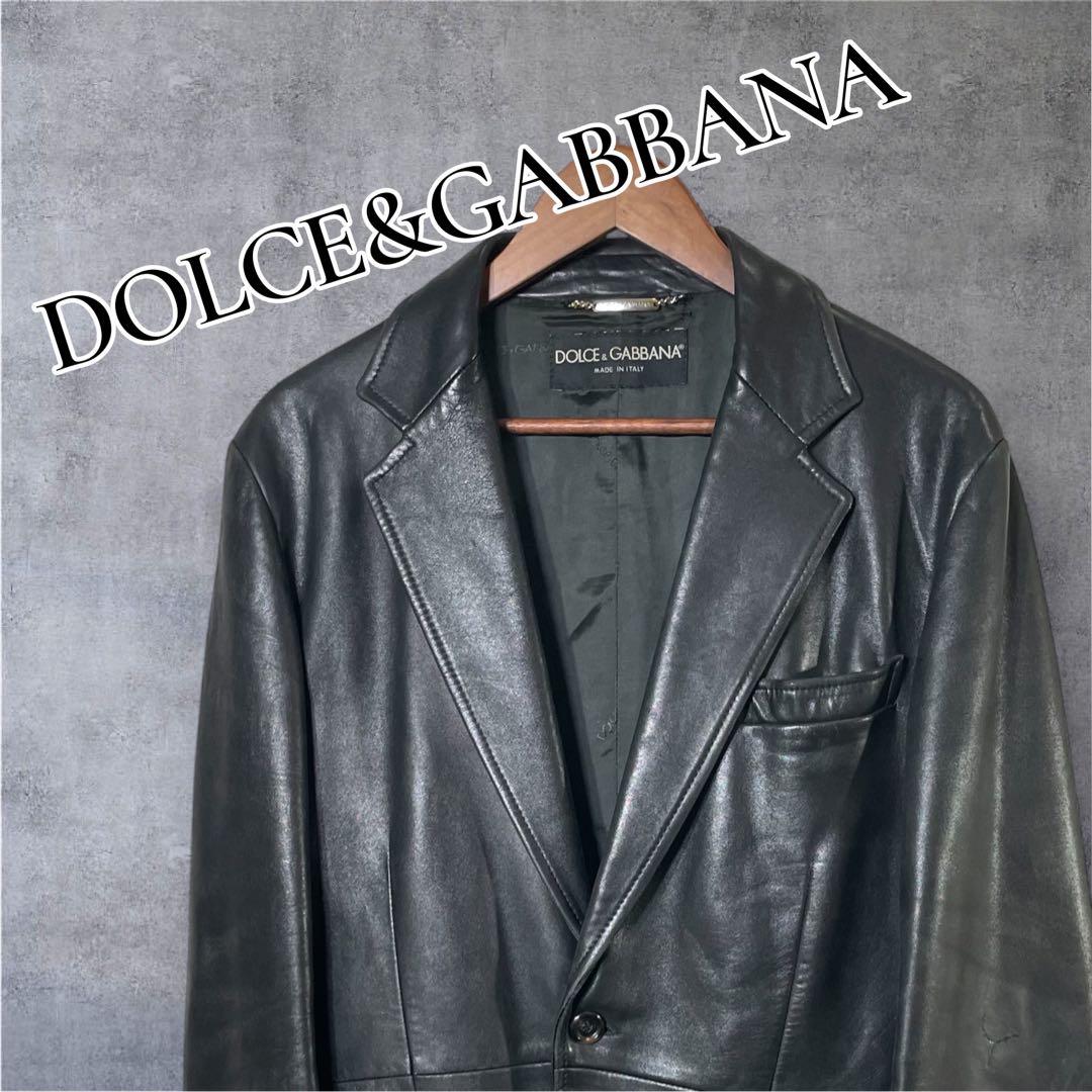 オ*ム様 DOLCE&GABBANA ブラック レザー テーラードジャケット