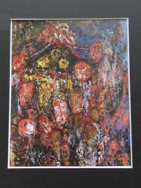 森田茂、【夜半の祭】、希少な額装用画集より、新品額装付、状態良好