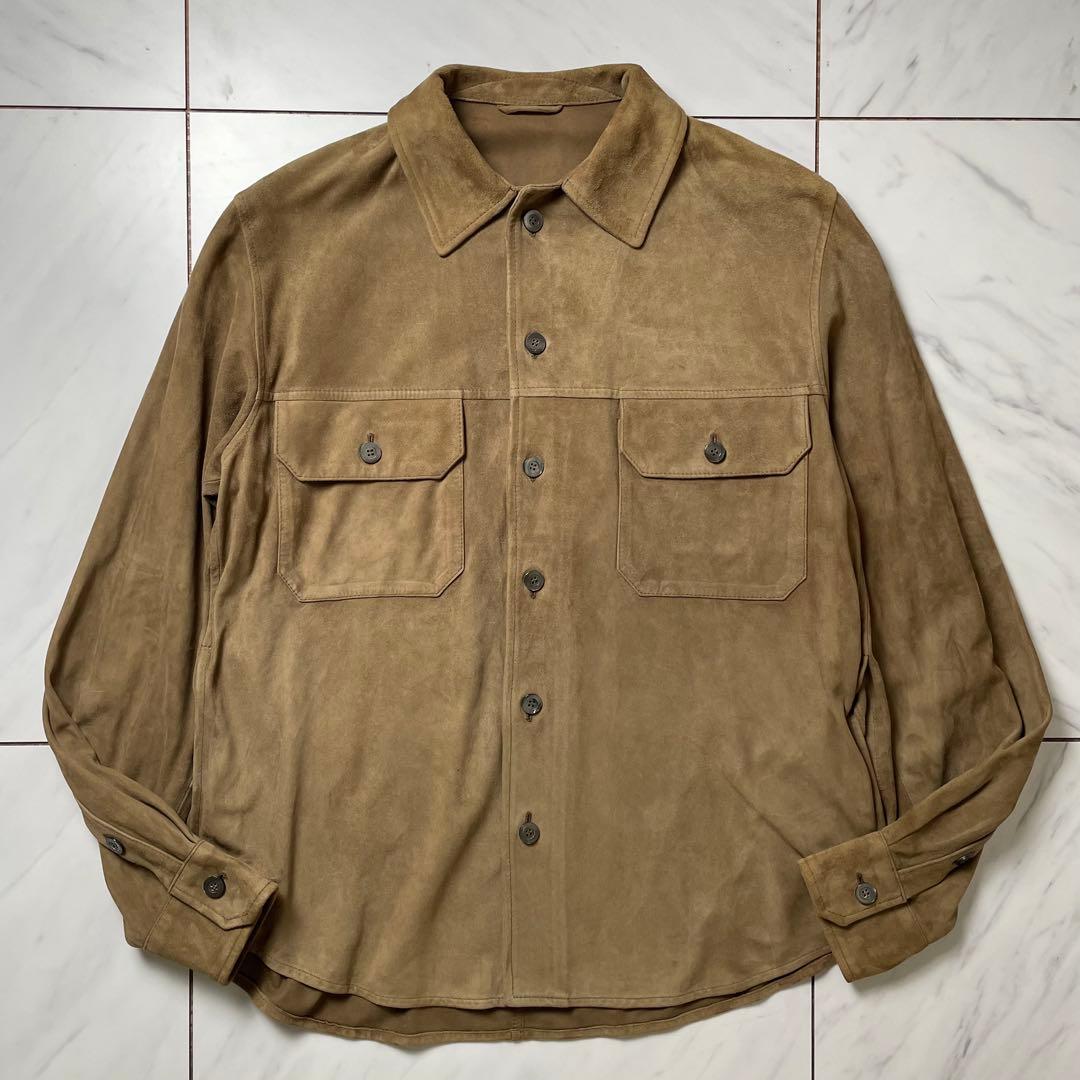 Cinquanta ゴートスエード シャツジャケット 山羊革 ブラウン 48