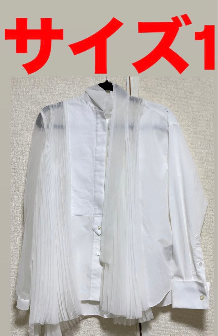 sacai サカイ ハイネックオーガンジープリーツシャツ ホワイト