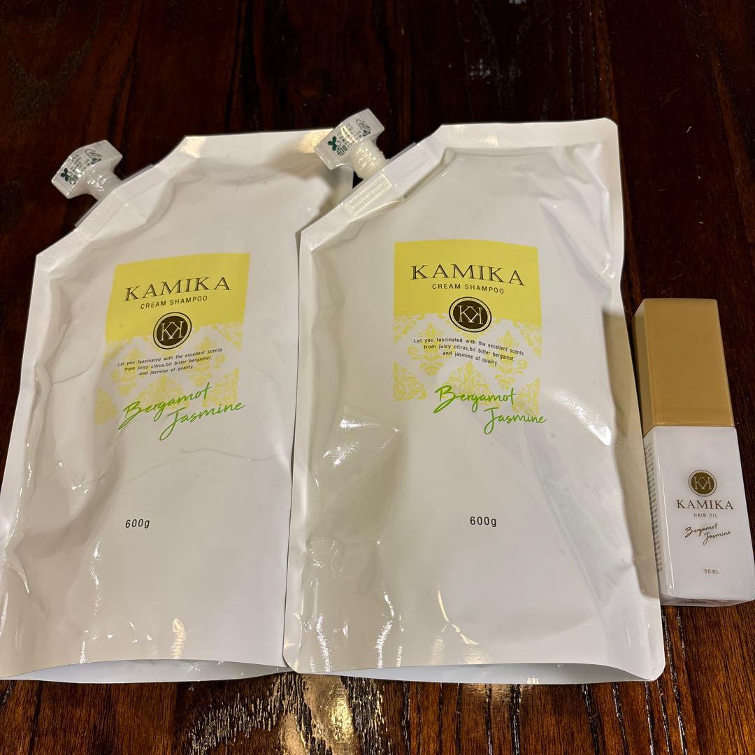 【KAMIKA 】クリームシャンプー 詰替✖️2&ヘアオイル 50mlベルガモット
