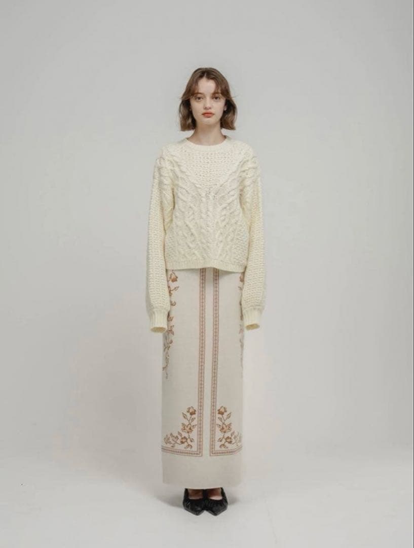 スカート Eaphi SCARF MOTIF KNIT SKIRT