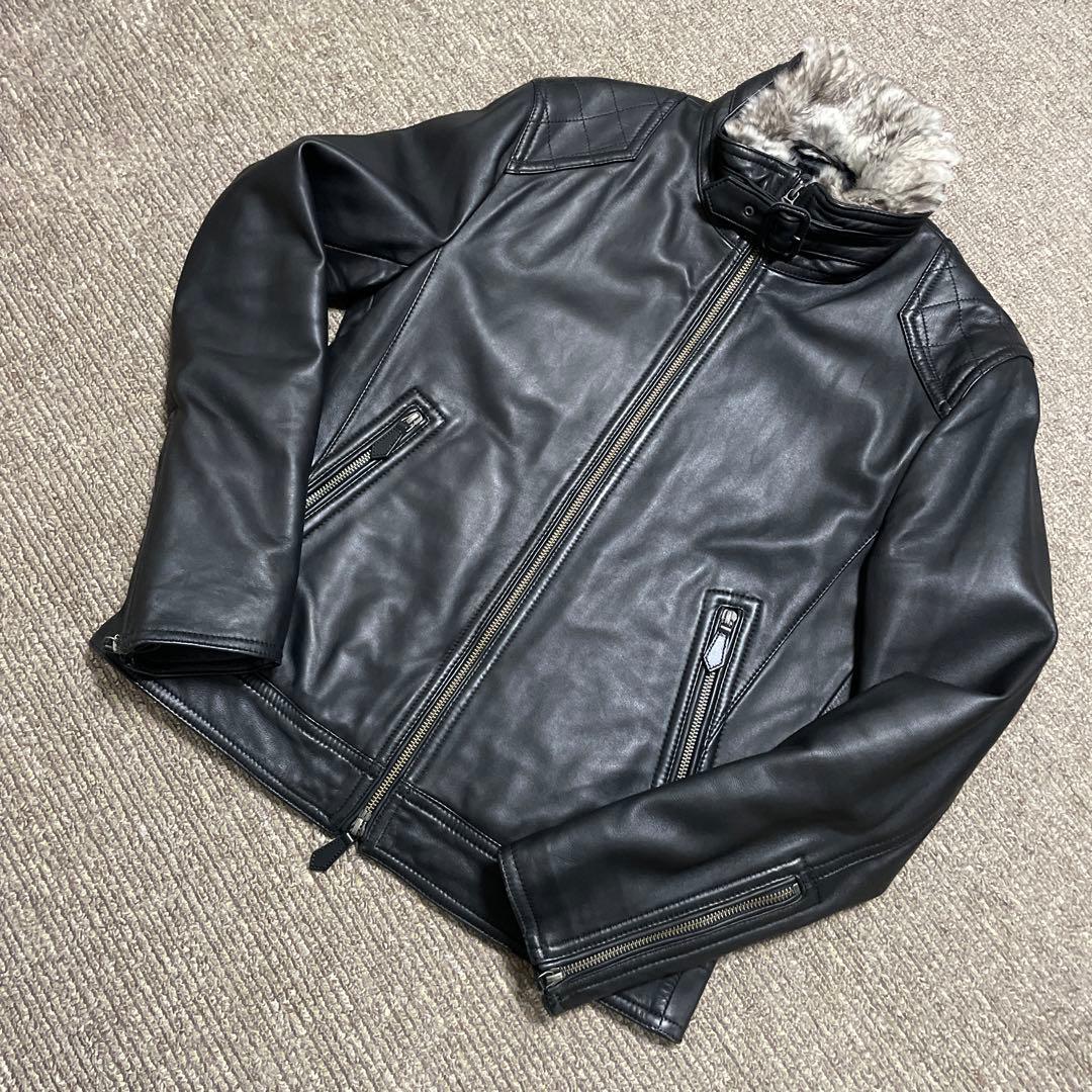 超希少バーバリーブラックレーベル ラムレザー ジャケット シングル