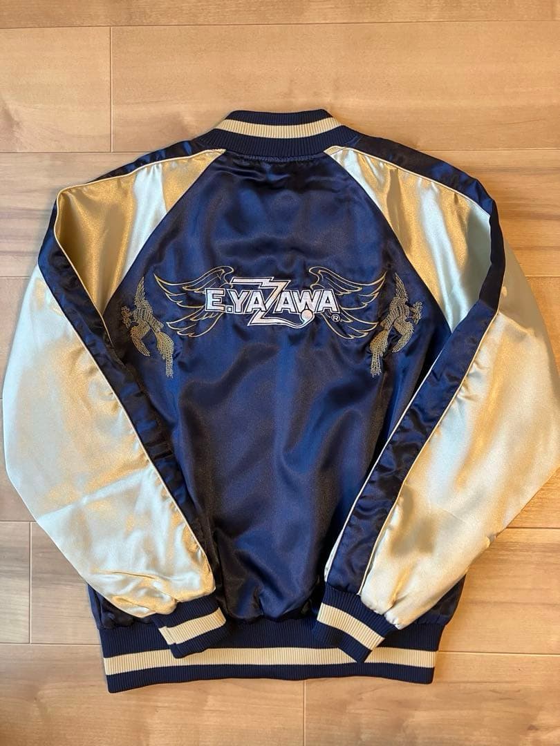 矢沢永吉　E.YAZAWA スカジャン ネイビー・ゴールドプレミアムモルツコラボ