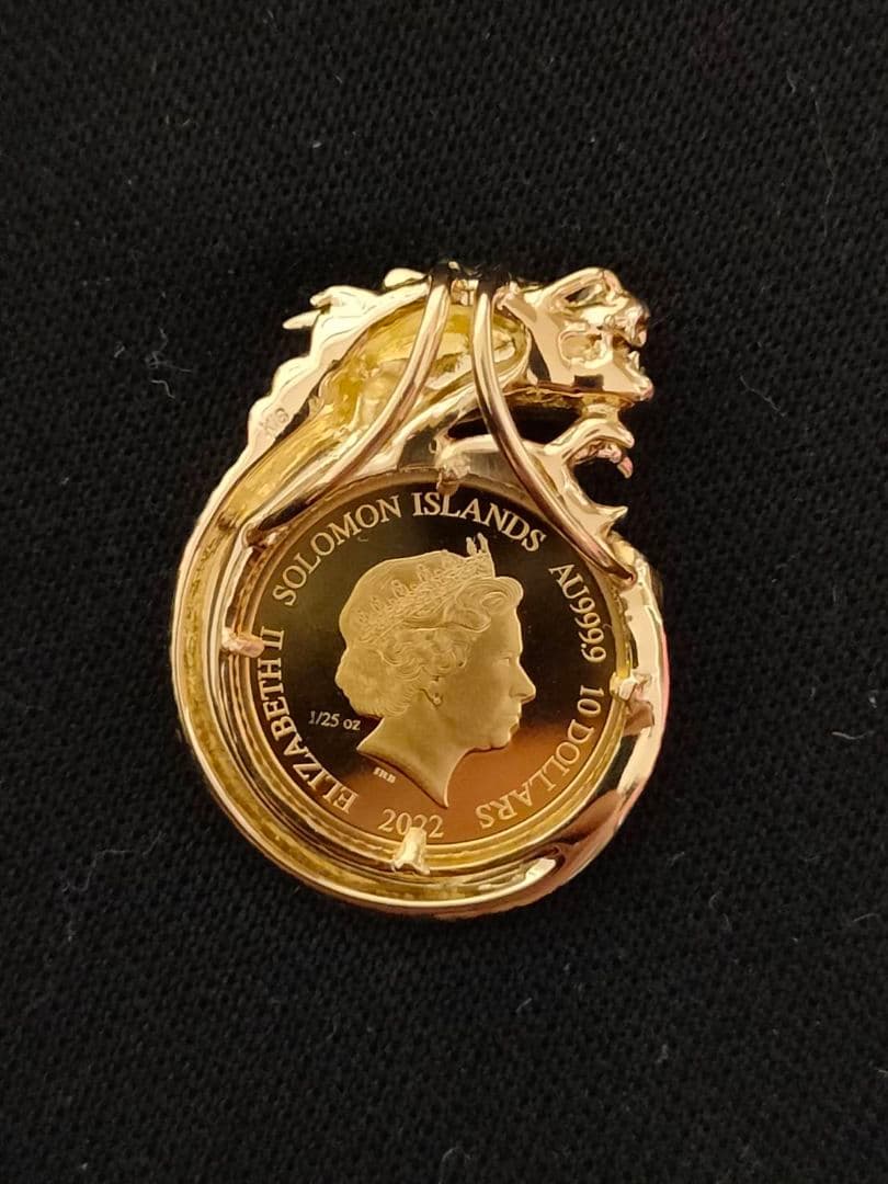 18Kドラゴン枠 馬25/1onz ネックレストップ