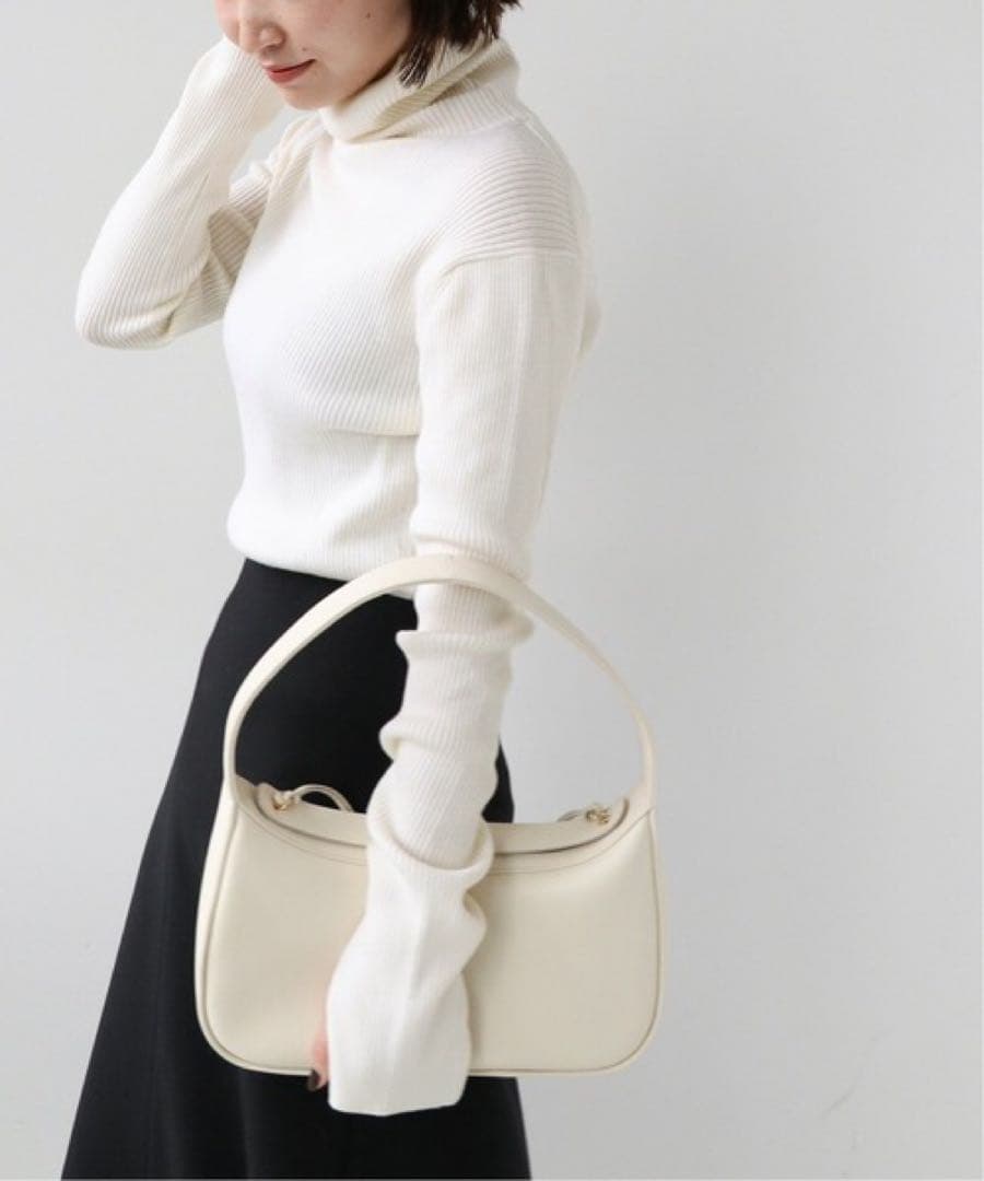 美品 ドゥーズィエムクラス TEX リブ タートルネック ニット ホワイト