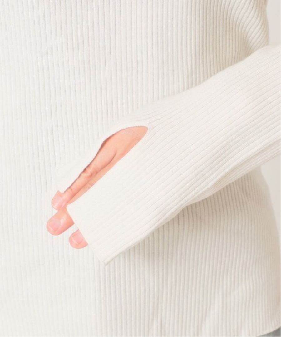 美品 ドゥーズィエムクラス TEX リブ タートルネック ニット ホワイト