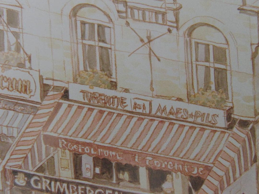 笹倉鉄平、【ベルネのカフェ】、希少な額装用画集より、状態良好、新品