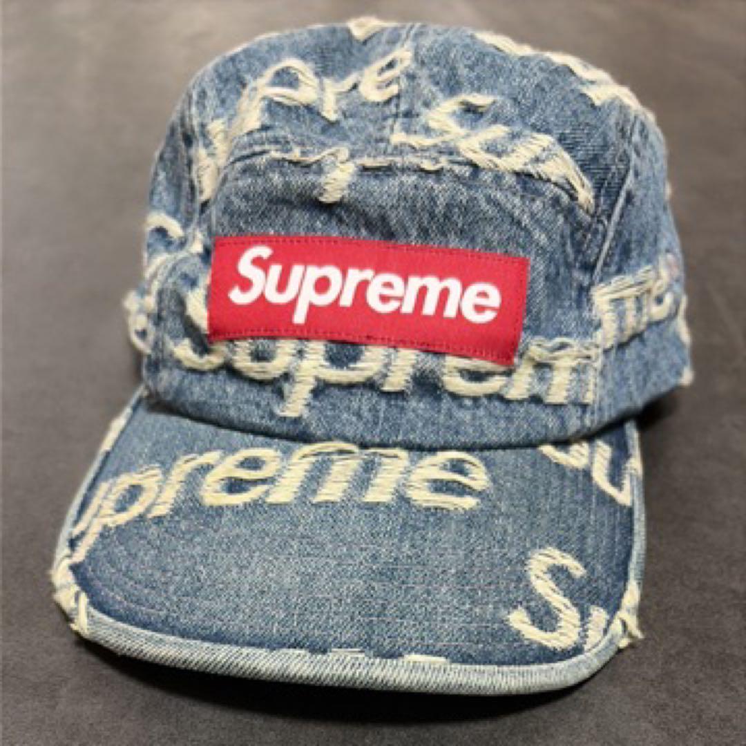 帽子 supreme Frayed Logos Denim Camp Cap
