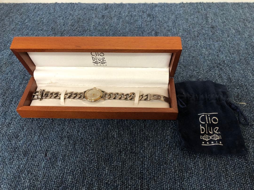 【希少】Clio blue クリオブルー 自動巻き シルバー925 時計 裏スケ