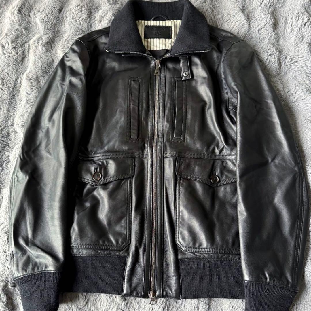 ÉDIFICE ブラックレザー ジャケットA-2 シープレザー ブルゾン 羊革