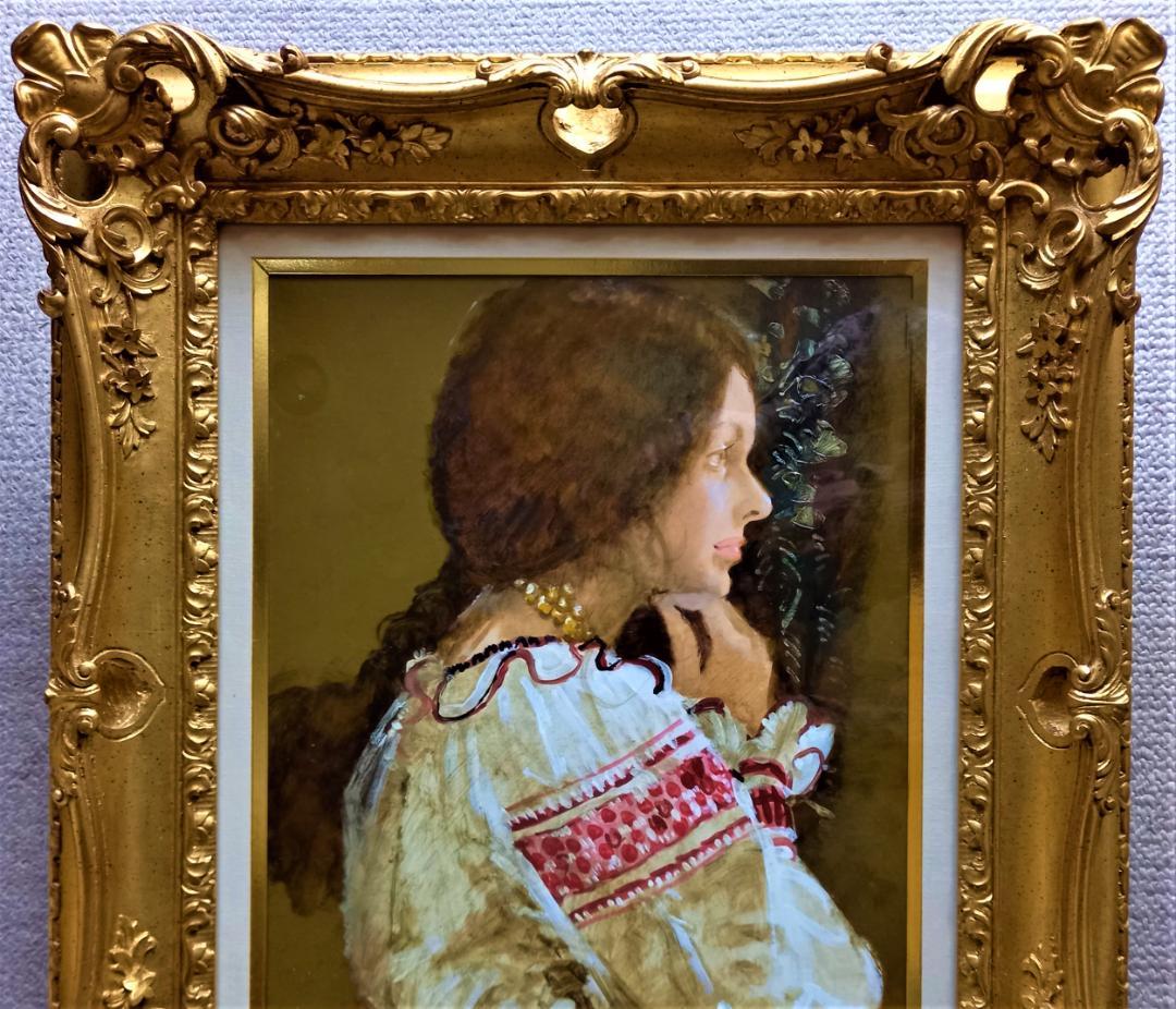 宮永岳彦 「婦人像」 F6号 豪華な金縁額装 真作 - メルカリ