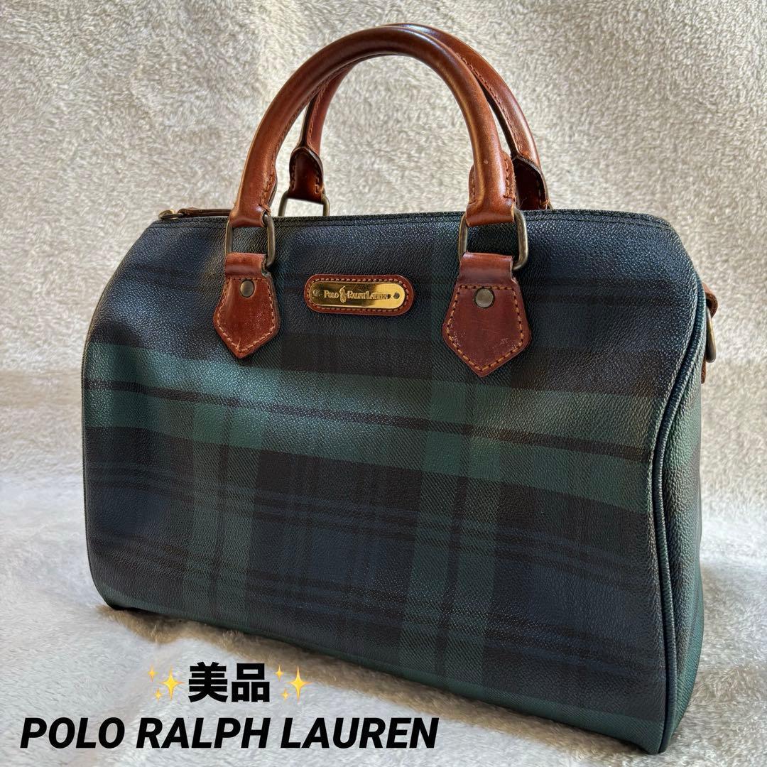 ✨️美品✨️ ポロラルフローレン ミニボストンバッグ PVCレザー グリーン