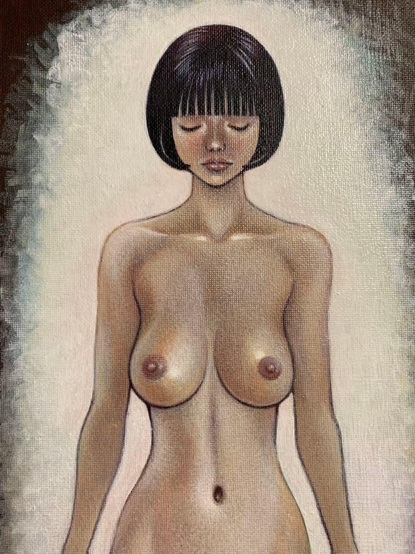 額入り　アクリル画　裸婦　美人画